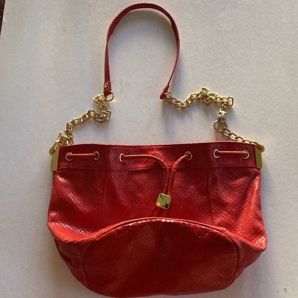 Cache Elegant Red Orange Women's Genuine Leather Handbag